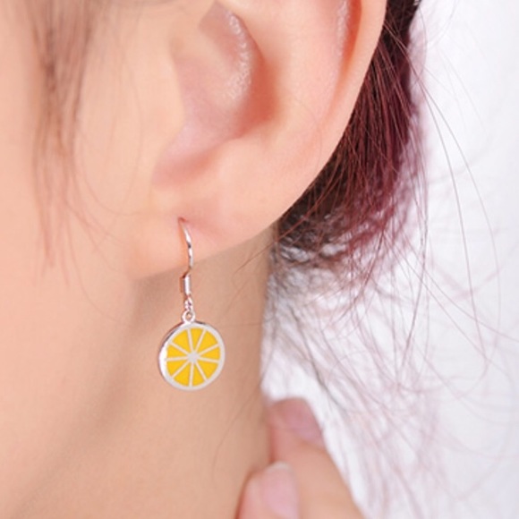 🌷 STERLING SILVER (925) LEMON EARRINGS - Picture 5 of 6